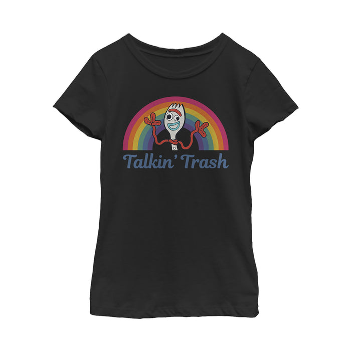 Fifth Sun Girl's Toy Story Forky Talkin' Trash Rainbow T-Shirt
