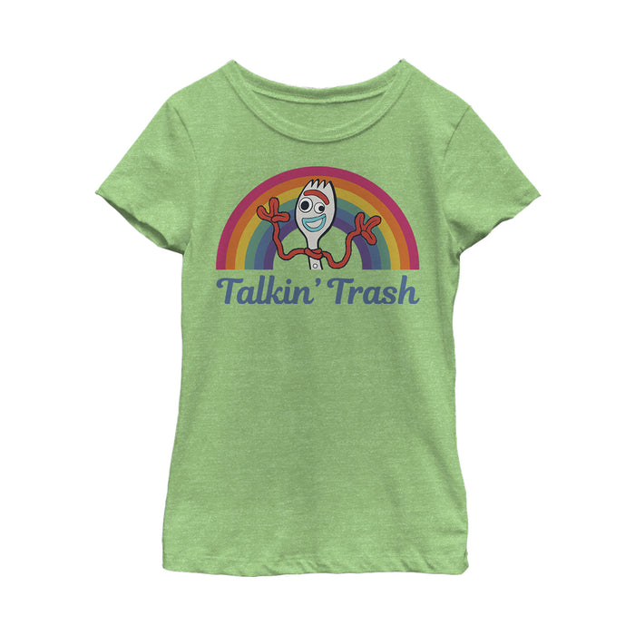 Fifth Sun Girl's Toy Story Forky Talkin' Trash Rainbow T-Shirt