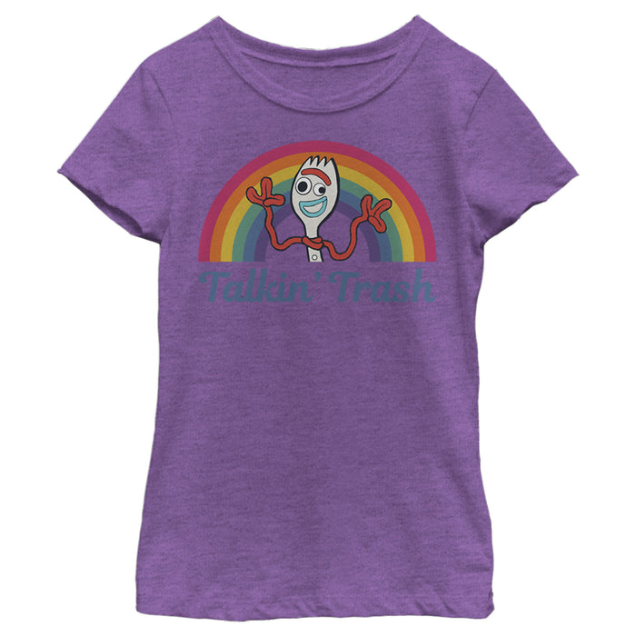 Fifth Sun Girl's Toy Story Forky Talkin' Trash Rainbow T-Shirt