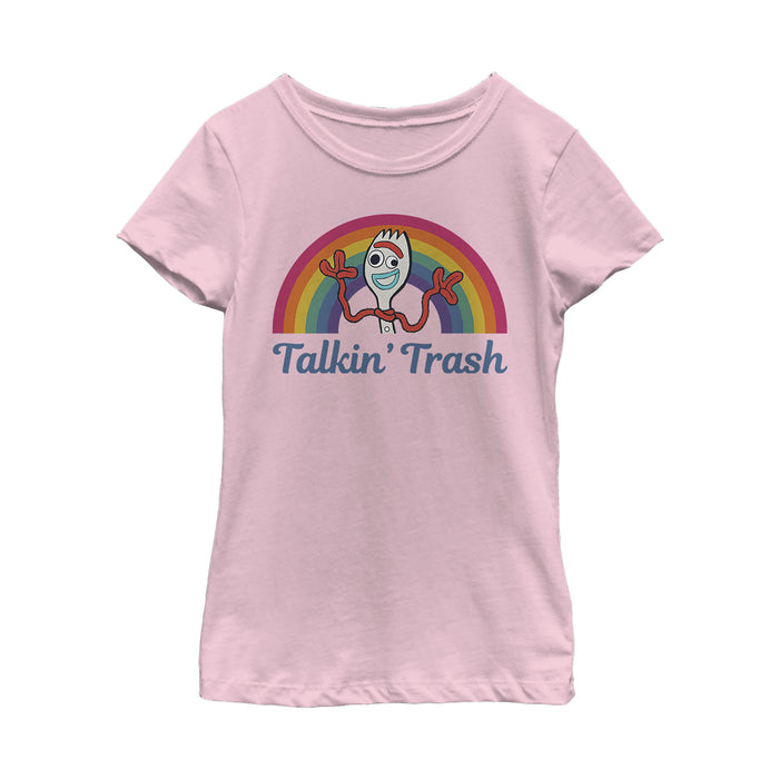 fifth sun Girl's Toy Story Forky Talkin' Trash Rainbow T-Shirt