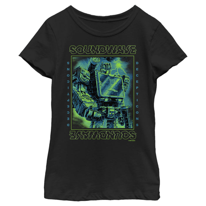 fifth sun Girl's Transformers Soundwave Lightning Waves T-Shirt