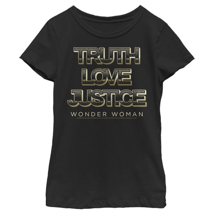 fifth sun Girl's Wonder Woman 1984 Golden Truth Love Justice T-Shirt