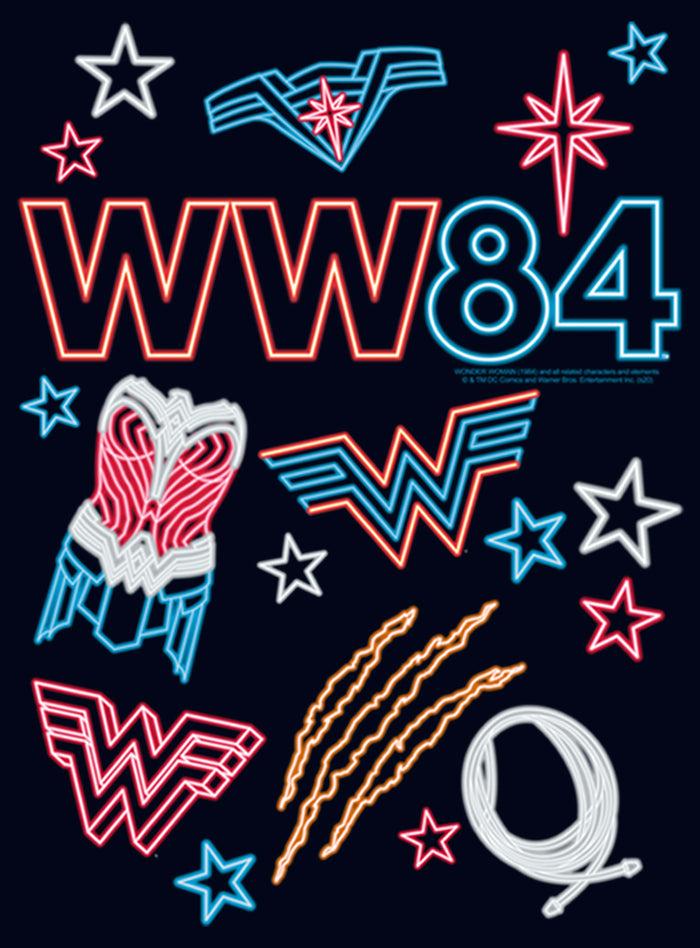 Fifth Sun Girl's Wonder Woman 1984 Neon Symbols T-Shirt