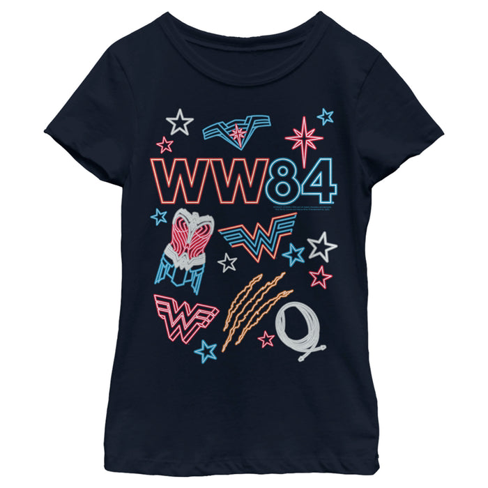 fifth sun Girl's Wonder Woman 1984 Neon Symbols T-Shirt
