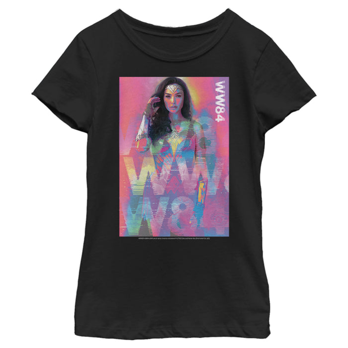 fifth sun Girl's Wonder Woman 1984 Pastel Glitch T-Shirt