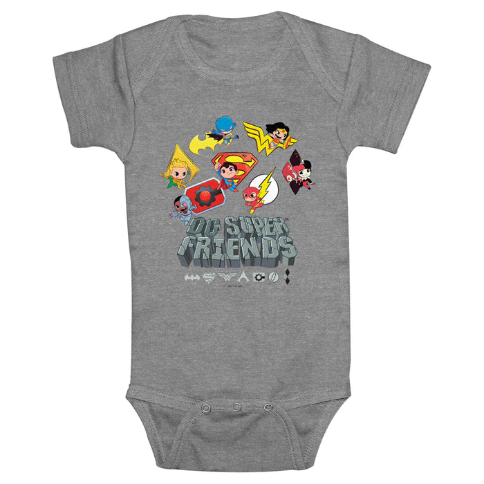 fifth sun Infant's DC Super Friends Character Logos Onesie