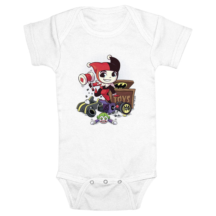 fifth sun Infant's DC Super Friends Harley Quinn Toys Onesie