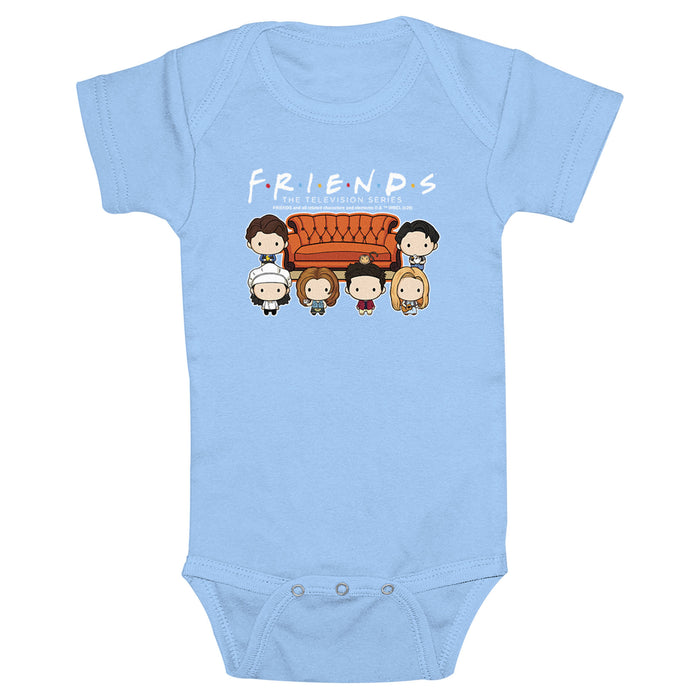 Fifth Sun Infant's Friends Central Perk Couch Crew Chibi Onesie