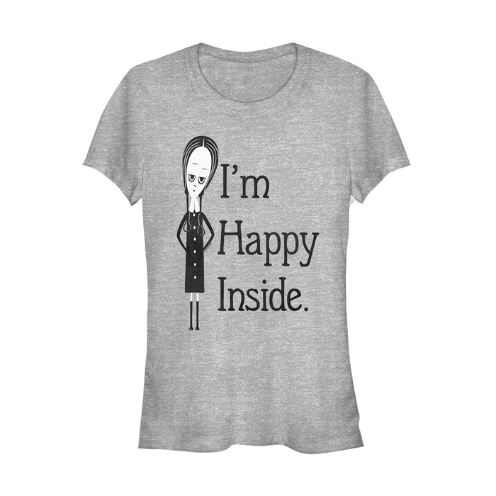 fifth sun Junior's Addams Family Wednesday Happy Inside T-Shirt