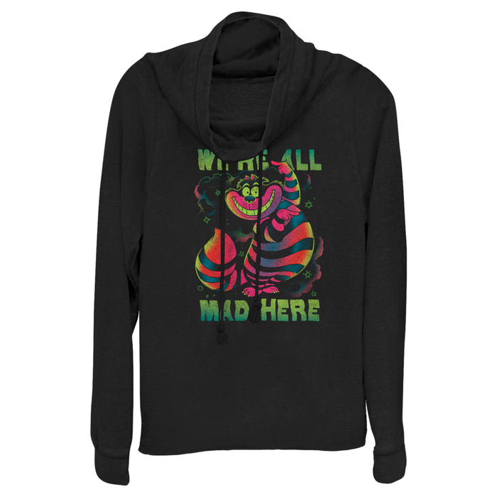 fifth sun Junior's Alice in Wonderland Rainbow Cheshire Cowl Neck Sweatshirt