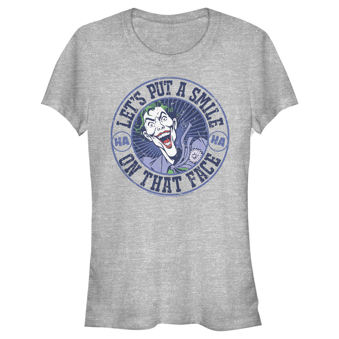 fifth sun Junior's Batman Joker Let's Put a Smile On That Face T-Shirt