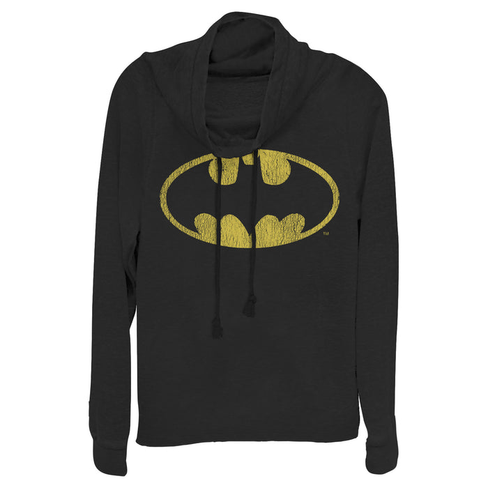 fifth sun Junior's Batman Logo Retro Caped Crusader Cowl Neck Sweatshirt