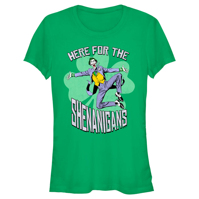 fifth sun Junior's Batman St. Patrick's Day Joker Here for the Shenanigans T-Shirt