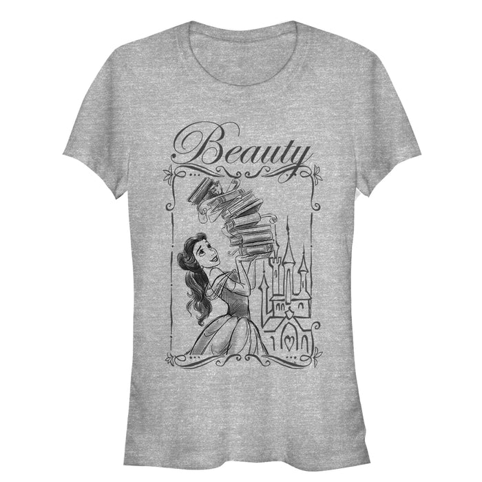 fifth sun Junior's Beauty and the Beast Belle Book Tower T-Shirt