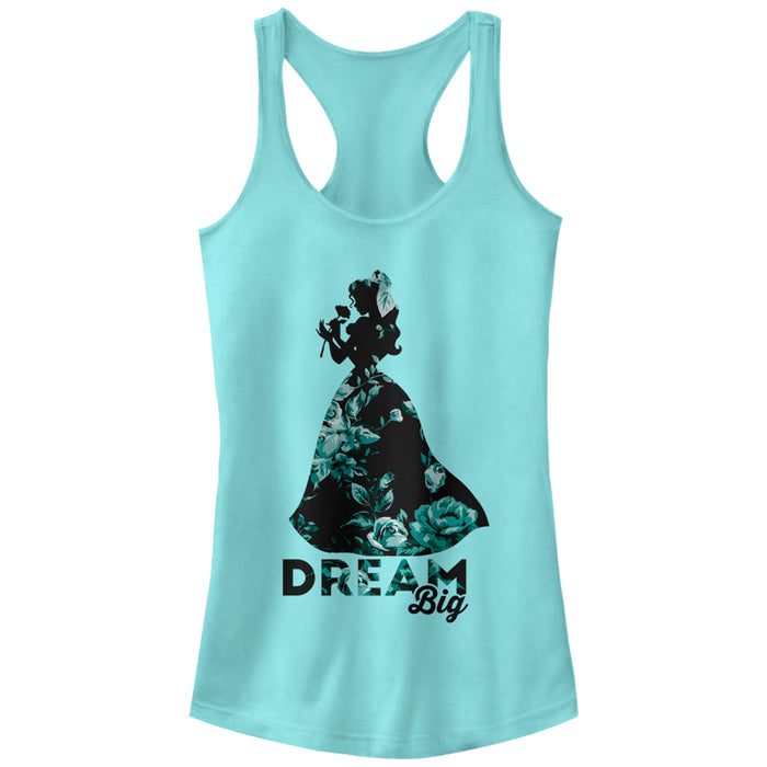 fifth sun Junior's Beauty and the Beast Belle Dream Big Floral Print Racerback Tank Top