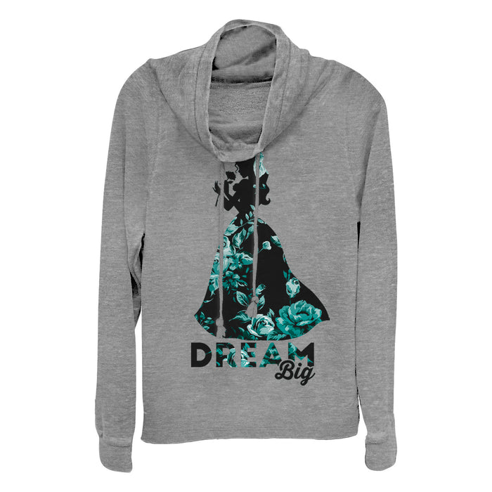 fifth sun Junior's Beauty and the Beast Belle Dream Big Floral Print Cowl Neck Sweatshirt
