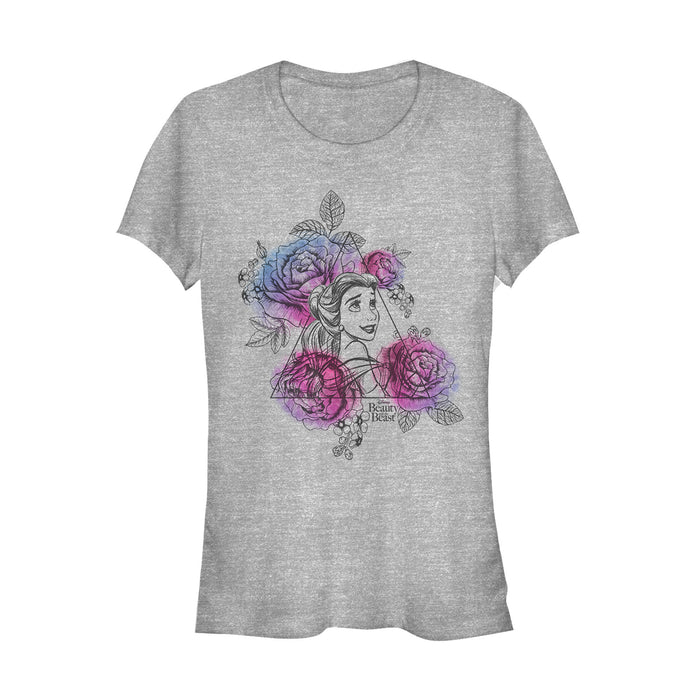 fifth sun Junior's Beauty and the Beast Belle Floral Triangle T-Shirt