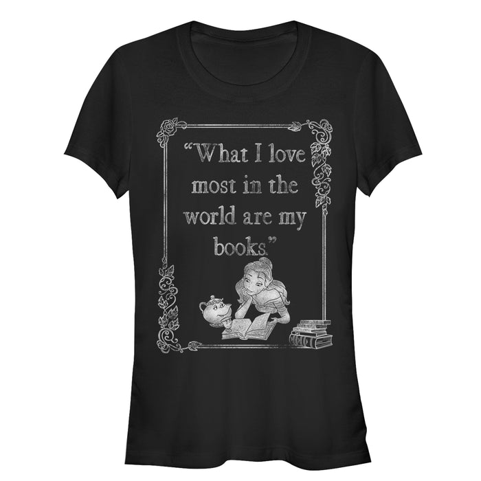 fifth sun Junior's Beauty and the Beast Belle Loves Books T-Shirt