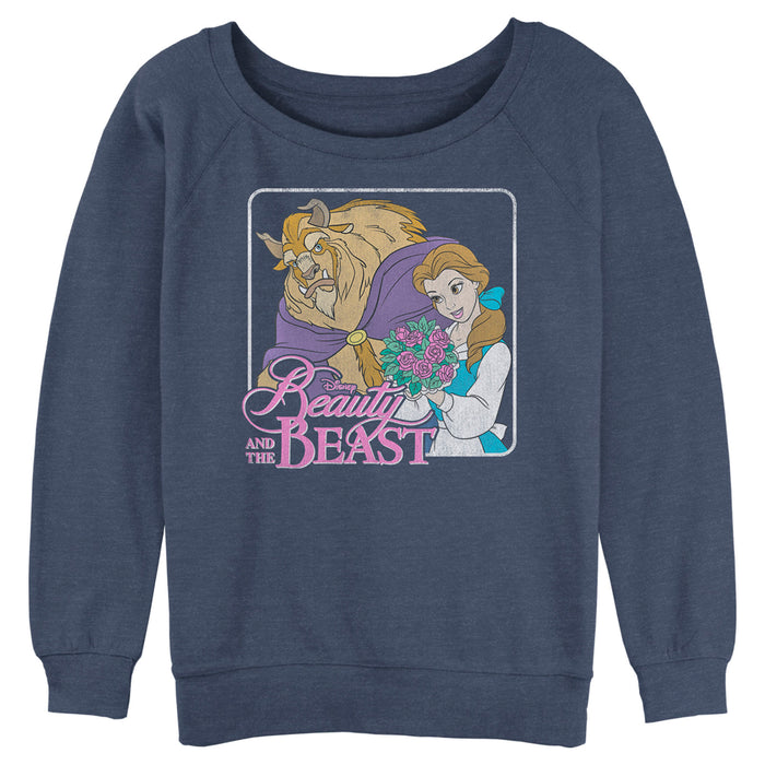 fifth sun Junior's Beauty and the Beast Bouquet Frame Sweatshirt