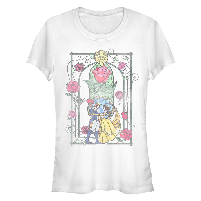 fifth sun Junior's Beauty and the Beast Classic Love Stained Glass T-Shirt