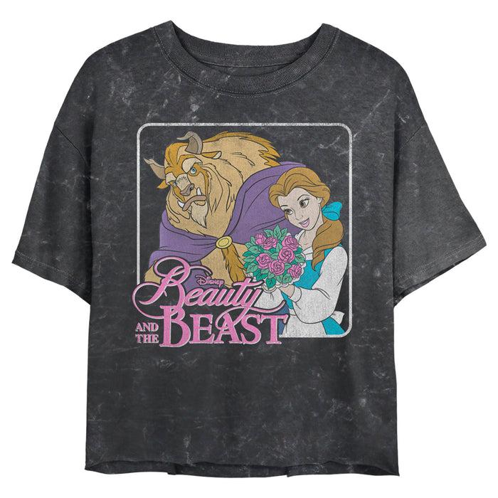 fifth sun Junior's Beauty and the Beast Distressed Bouquet Frame T-Shirt