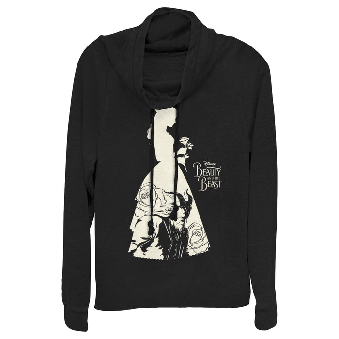 fifth sun Junior's Beauty and the Beast Dress Silhouette Cowl Neck Sweatshirt