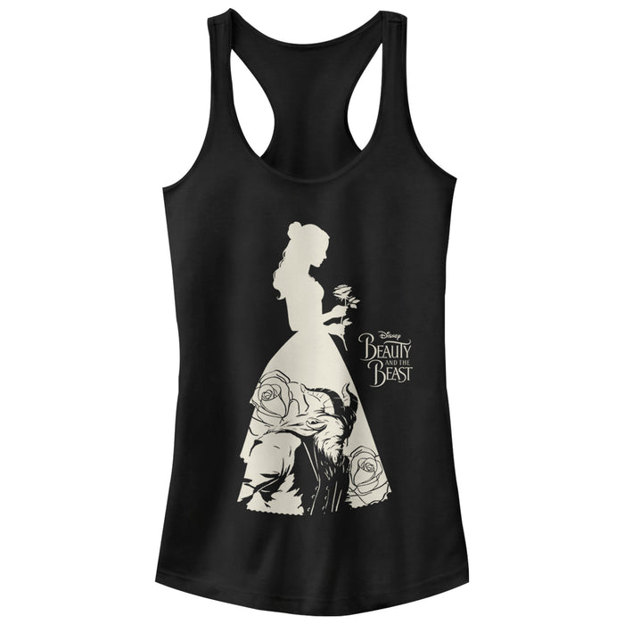 fifth sun Junior's Beauty and the Beast Dress Silhouette Racerback Tank Top
