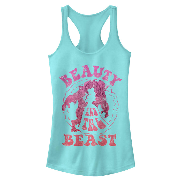 fifth sun Junior's Beauty and the Beast Groovy Silhouette Racerback Tank Top