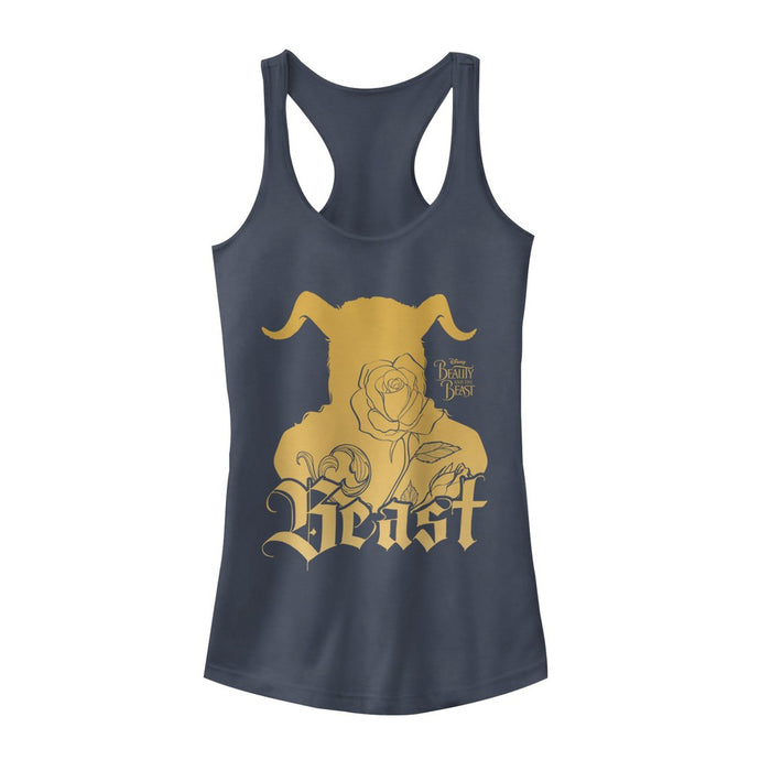 fifth sun Junior's Beauty and the Beast Horn Silhouette Racerback Tank Top