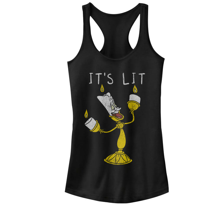 fifth sun Junior's Beauty and the Beast Lumiere It's Lit Racerback Tank Top