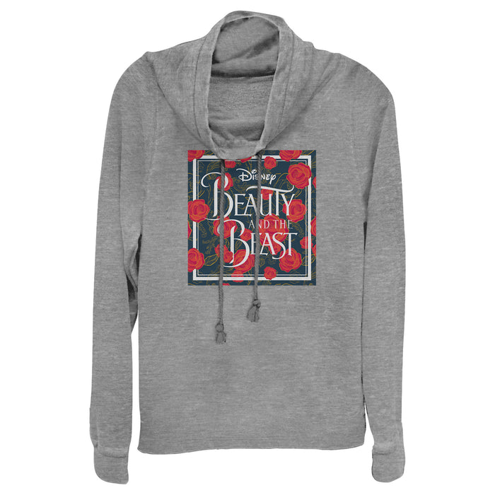 Fifth Sun Junior's Beauty And The Beast Rose Logo Cowl Neck Sweatshirt