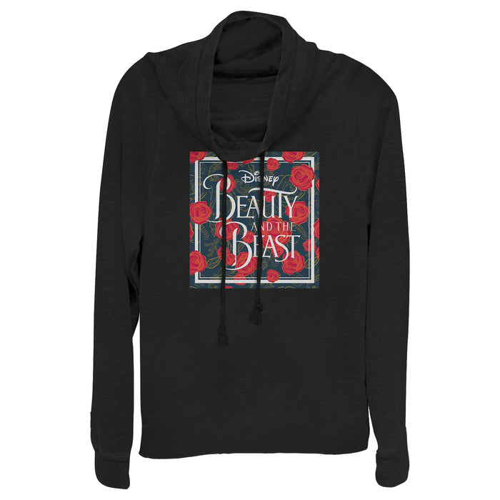 fifth sun Junior's Beauty and the Beast Rose Logo Cowl Neck Sweatshirt