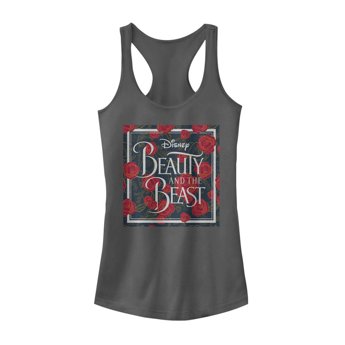 fifth sun Junior's Beauty and the Beast Rose Logo Racerback Tank Top