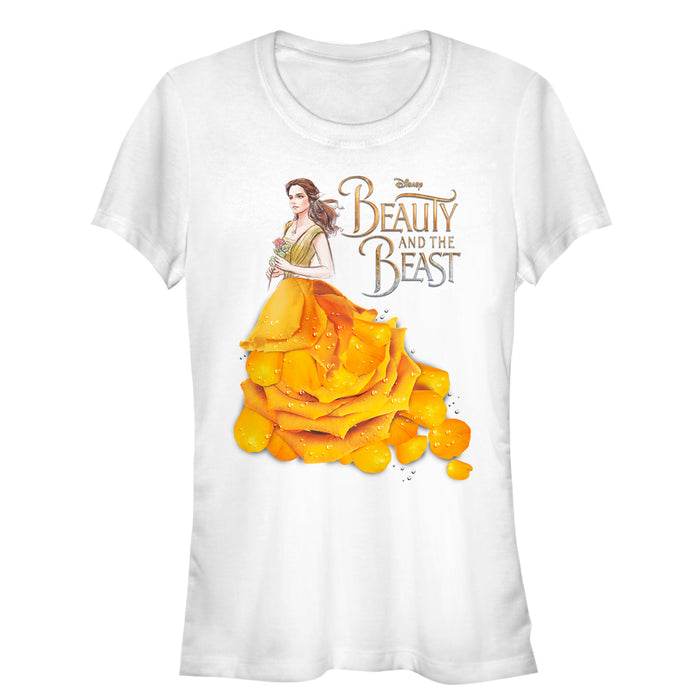 fifth sun Junior's Beauty and the Beast Rose Petal Dress T-Shirt