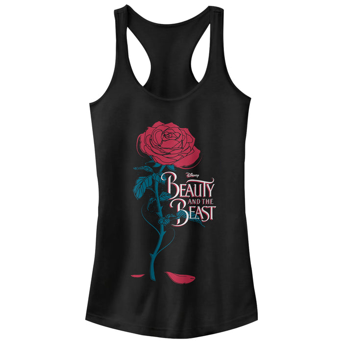 fifth sun Junior's Beauty and the Beast Rose Petal Logo Racerback Tank Top