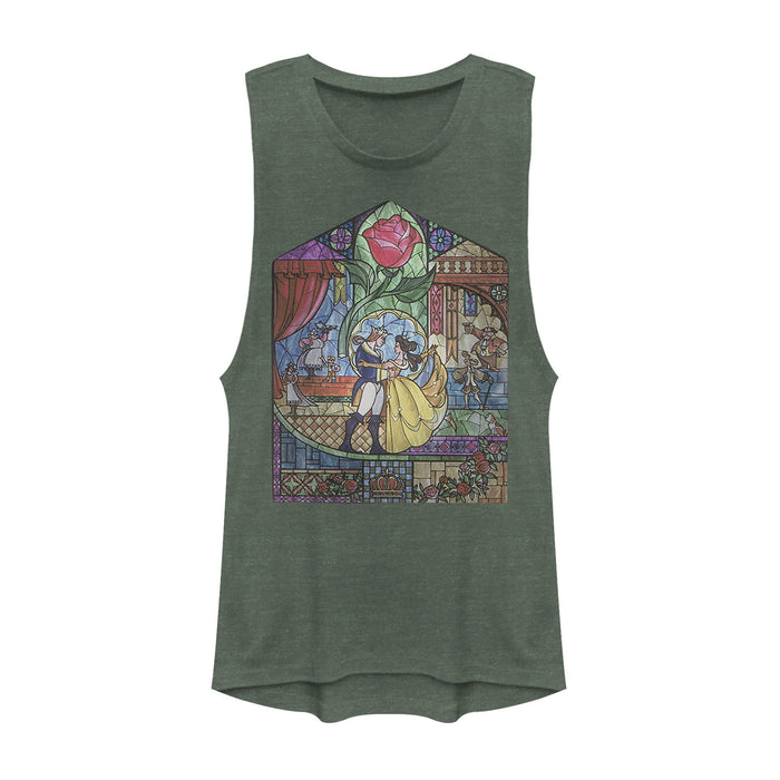 fifth sun Junior's Beauty and the Beast Stained Glass Festival Muscle Tee