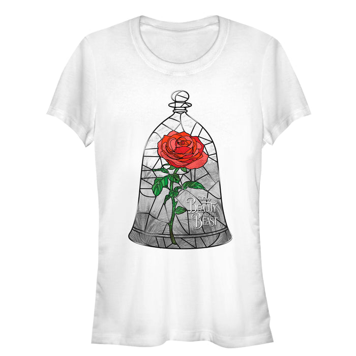 fifth sun Junior's Beauty and the Beast Stained Rose Window T-Shirt