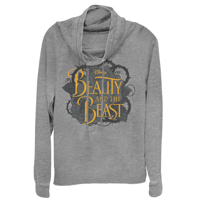fifth sun Junior's Beauty and the Beast Thorn Logo Cowl Neck Sweatshirt