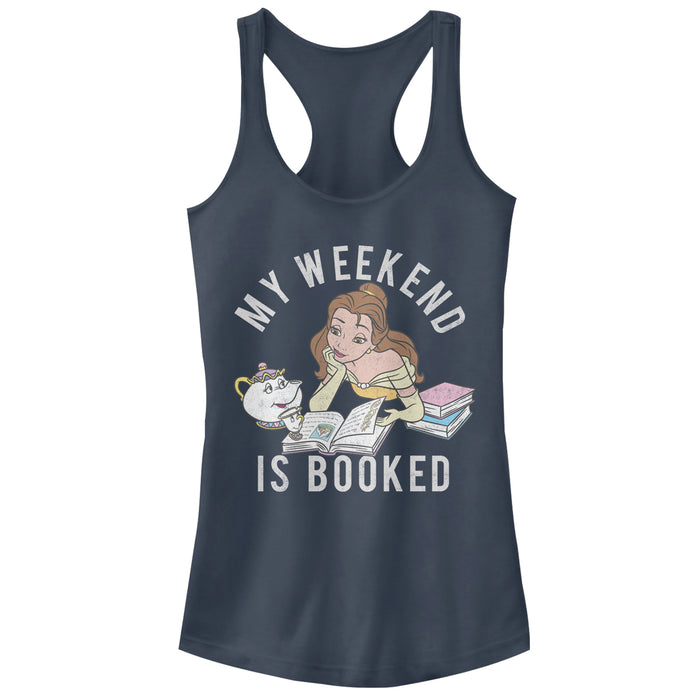 fifth sun Junior's Beauty and the Beast Weekend Booked Racerback Tank Top