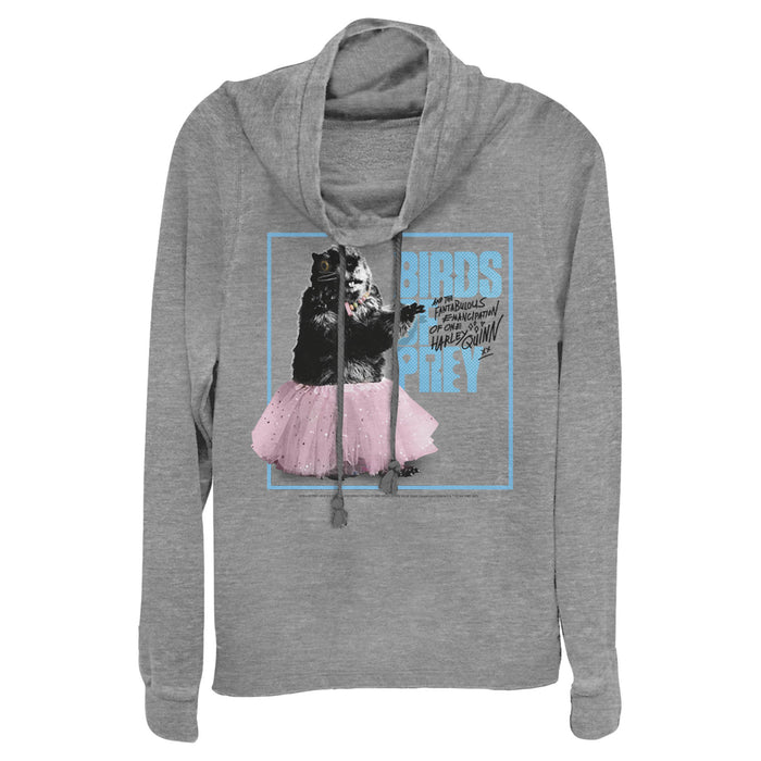 fifth sun Junior's Birds of Prey Dancing Chipmunk Logo Cowl Neck Sweatshirt