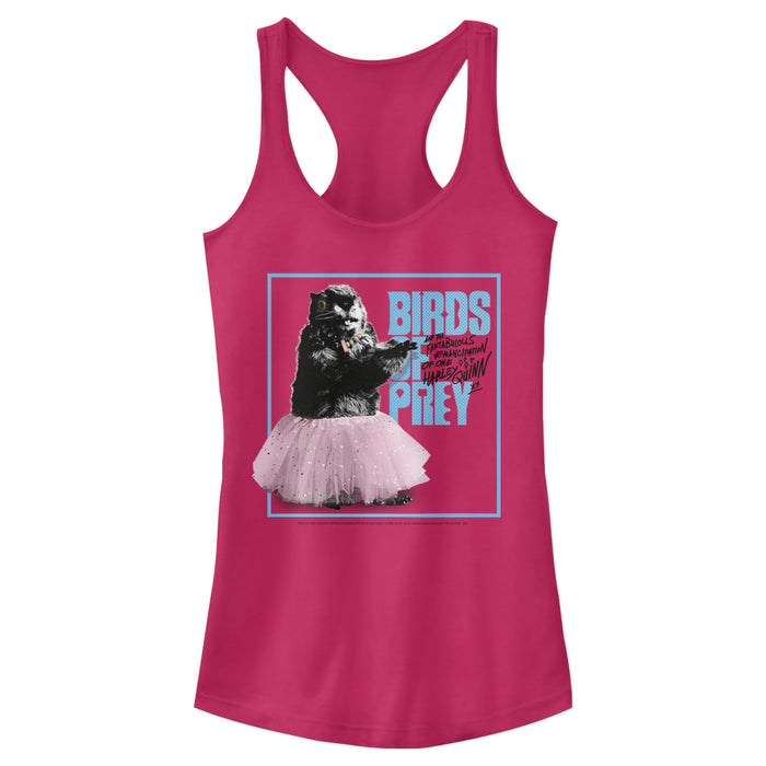 fifth sun Junior's Birds of Prey Dancing Chipmunk Logo Racerback Tank Top