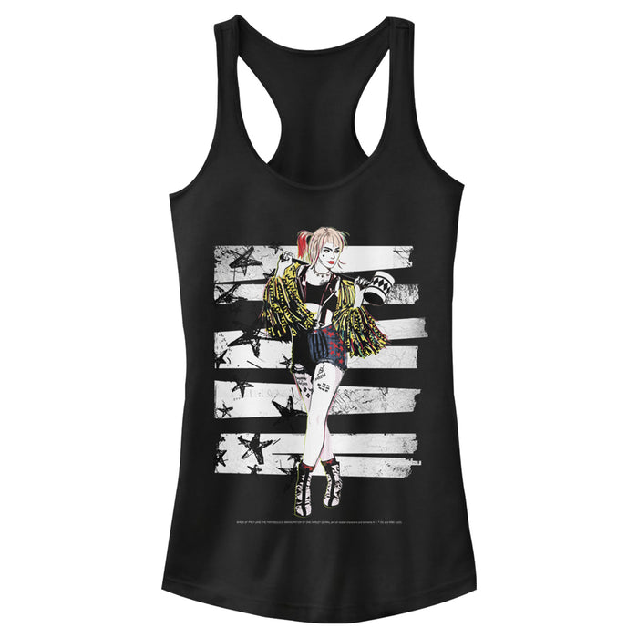 fifth sun Junior's Birds of Prey Harley Quinn Comic Pose Racerback Tank Top
