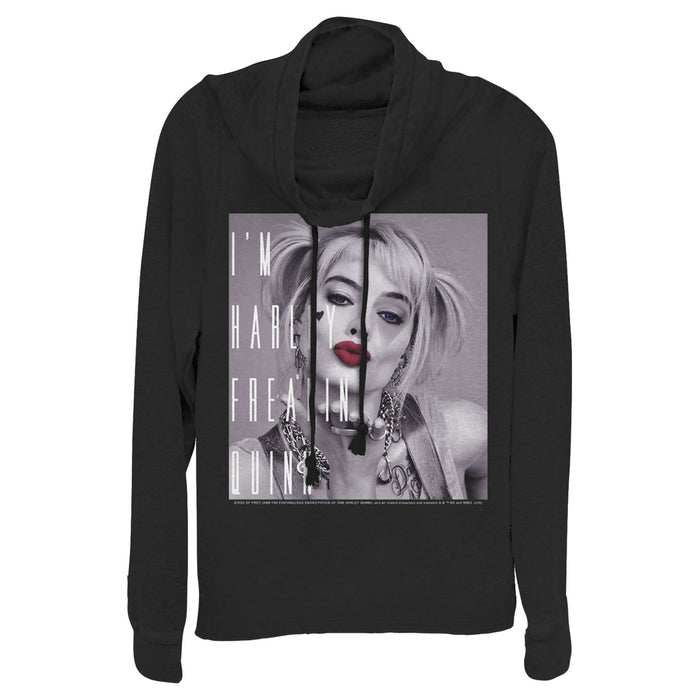fifth sun Junior's Birds of Prey I'm Harley Freakin' Quinn Cowl Neck Sweatshirt