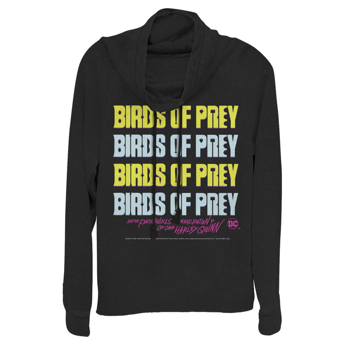 fifth sun Junior's Birds of Prey Logo Stack Cowl Neck Sweatshirt