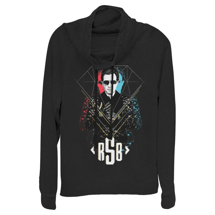 fifth sun Junior's Birds of Prey Mask Portrait Cowl Neck Sweatshirt