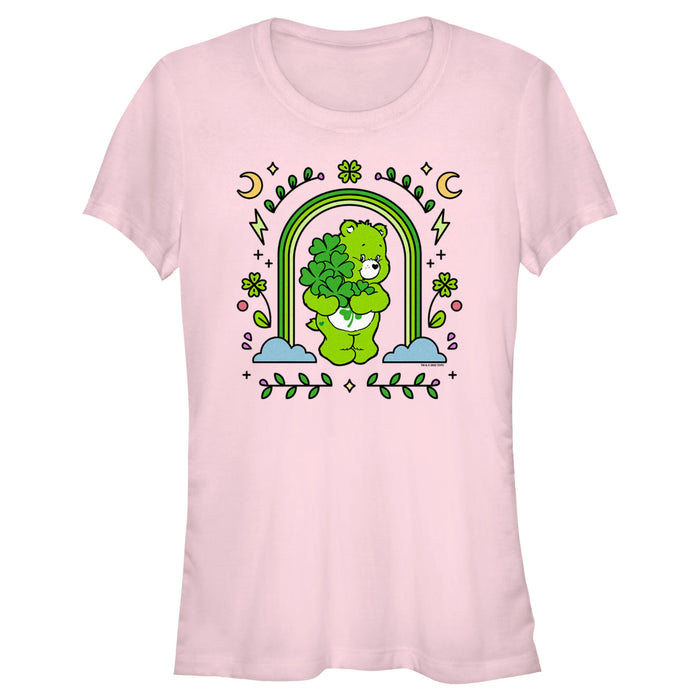 Fifth Sun Junior's Care Bears St. Patrick's Day Good Luck Bear Green Rainbow Arch T-Shirt
