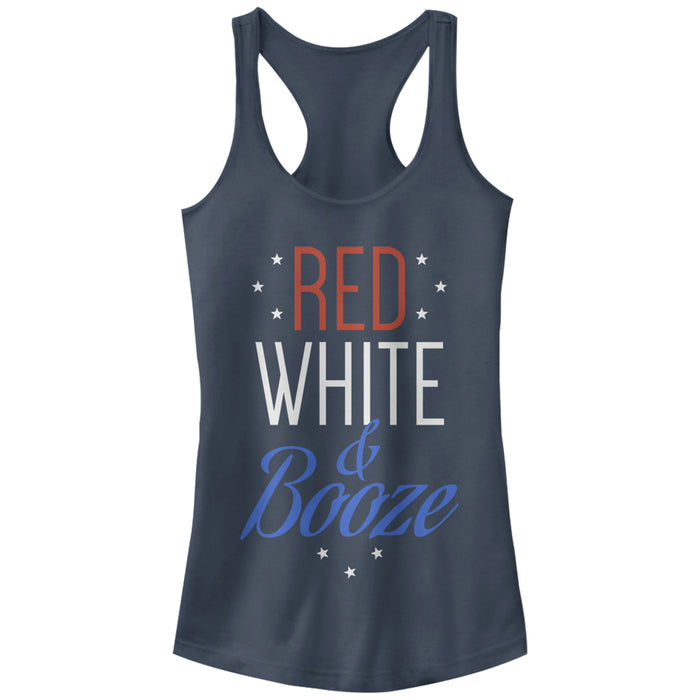 fifth sun Junior's CHIN UP 4th of July and Booze Racerback Tank Top