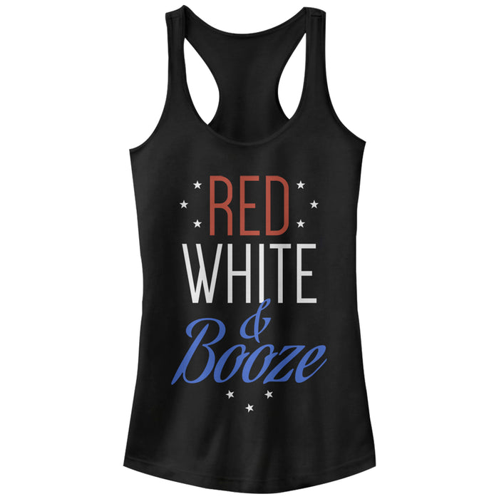 fifth sun Junior's CHIN UP 4th of July and Booze Racerback Tank Top