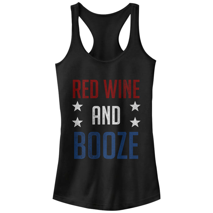 fifth sun Junior's CHIN UP 4th of July Wine and Booze Racerback Tank Top