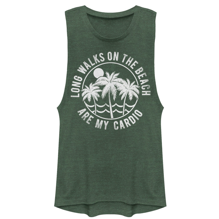 fifth sun Junior's CHIN UP Beach Walks Are My Cardio Festival Muscle Tee